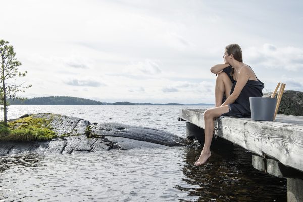 Saunaspand Rento 5L med lodret bambus hank - Grå - Image 3