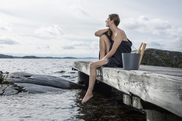 Saunaspand Rento 5L med lodret bambus hank - Grå - Image 4