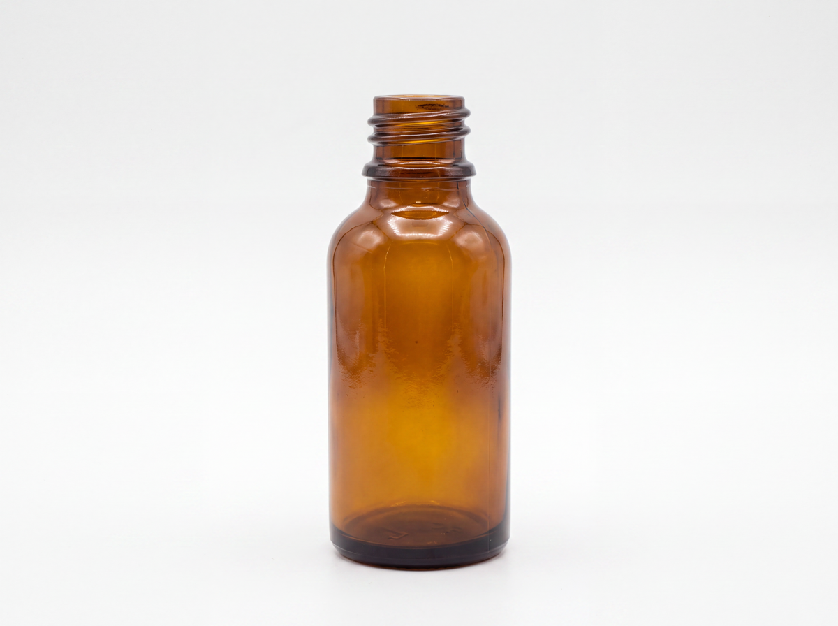30 ml glasflaske m. låg og dråbeindsats