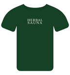 Herbal Sauna T-shirt – Mørkegrøn med logoer