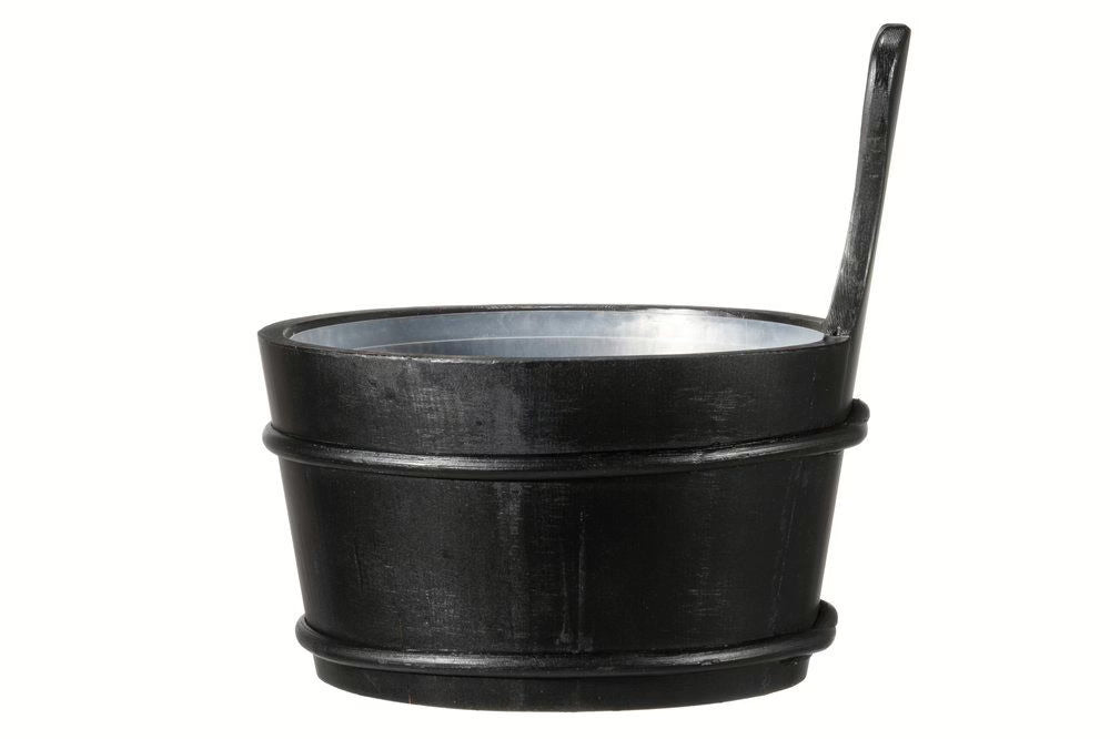 Træ saunaspand pøs - sort - gran - 4 liter